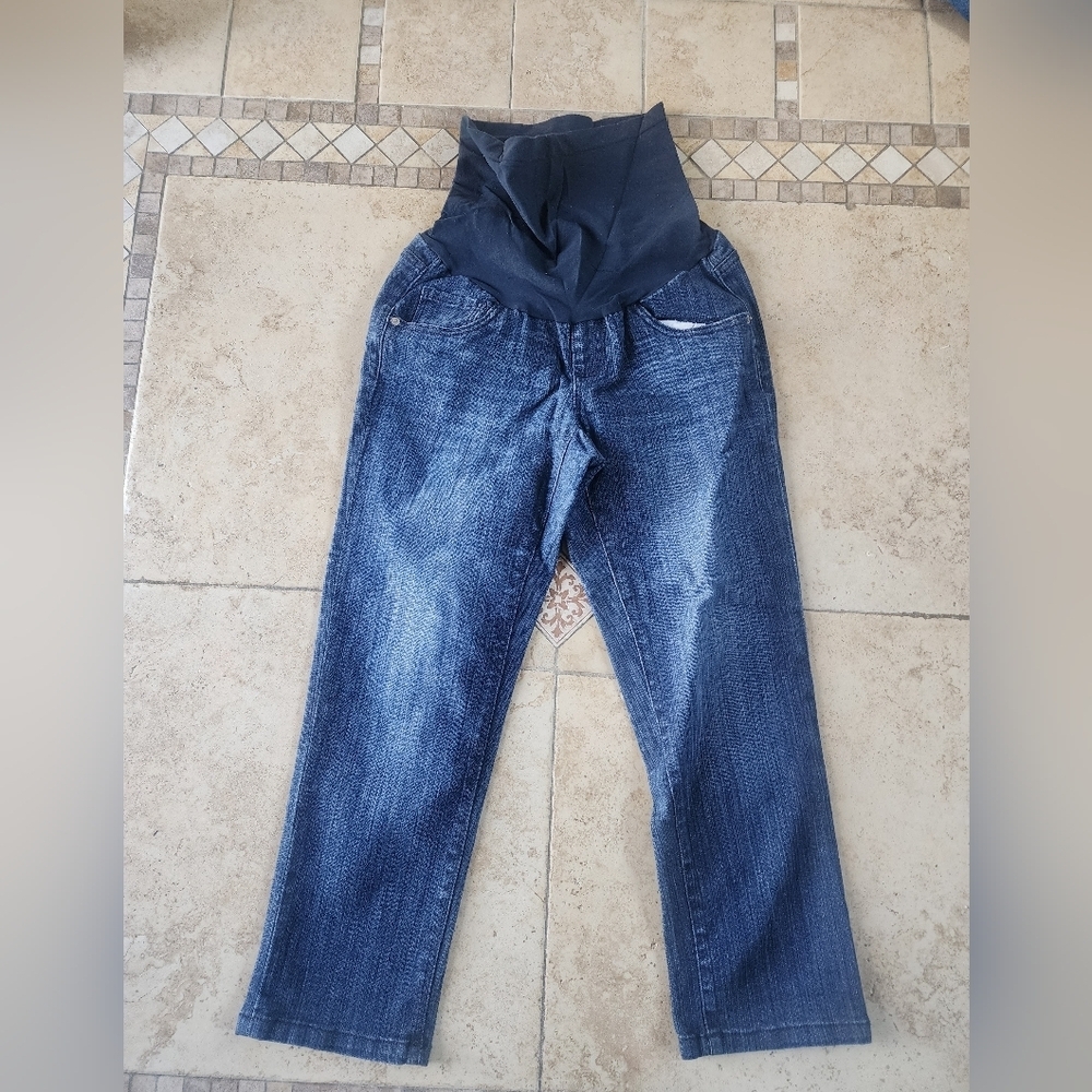 Motherhood Navy Blue Straight Leg Maternity Jeans with Overband